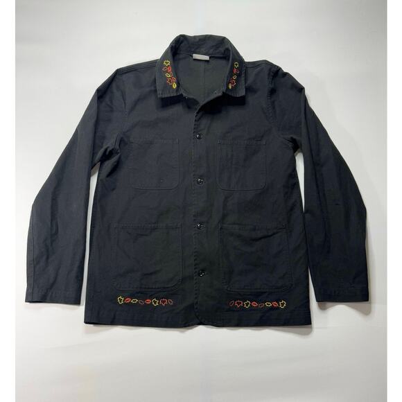 ASColour Men's Heavyweight Cotton Black Chore Jacket w/Leaf Details - Size L - Picture 1 of 5
